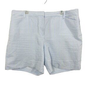 Talbots Perfect Short Blue & White Striped Seersucker Shorts Preppy - Size 18